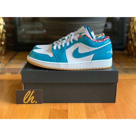 Size 10 Air Jordan 1 Low "Barcelona Cyber Teal" - Picture 1 of 5